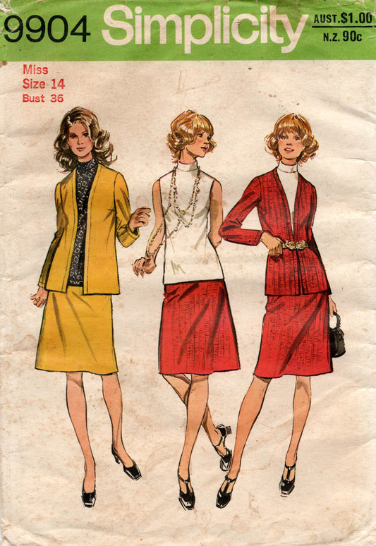 simplicity 9904 70s skirt suit