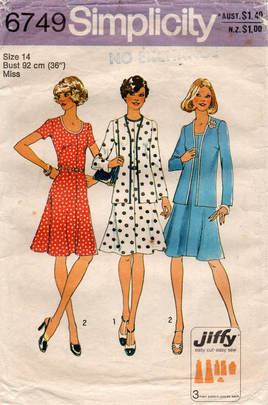 simplicity 6749 70s dress and jacket