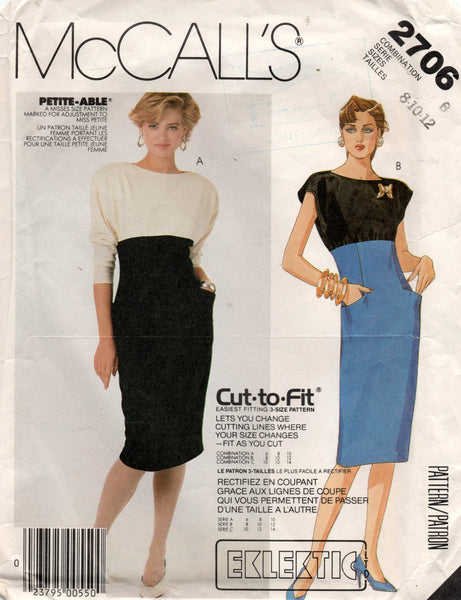 McCall's 2706 color block dress 80s