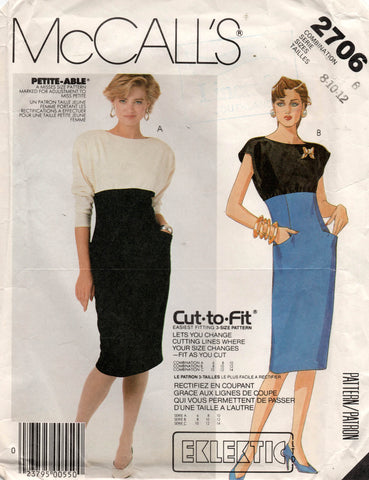 McCall's 2706 color block dress 80s