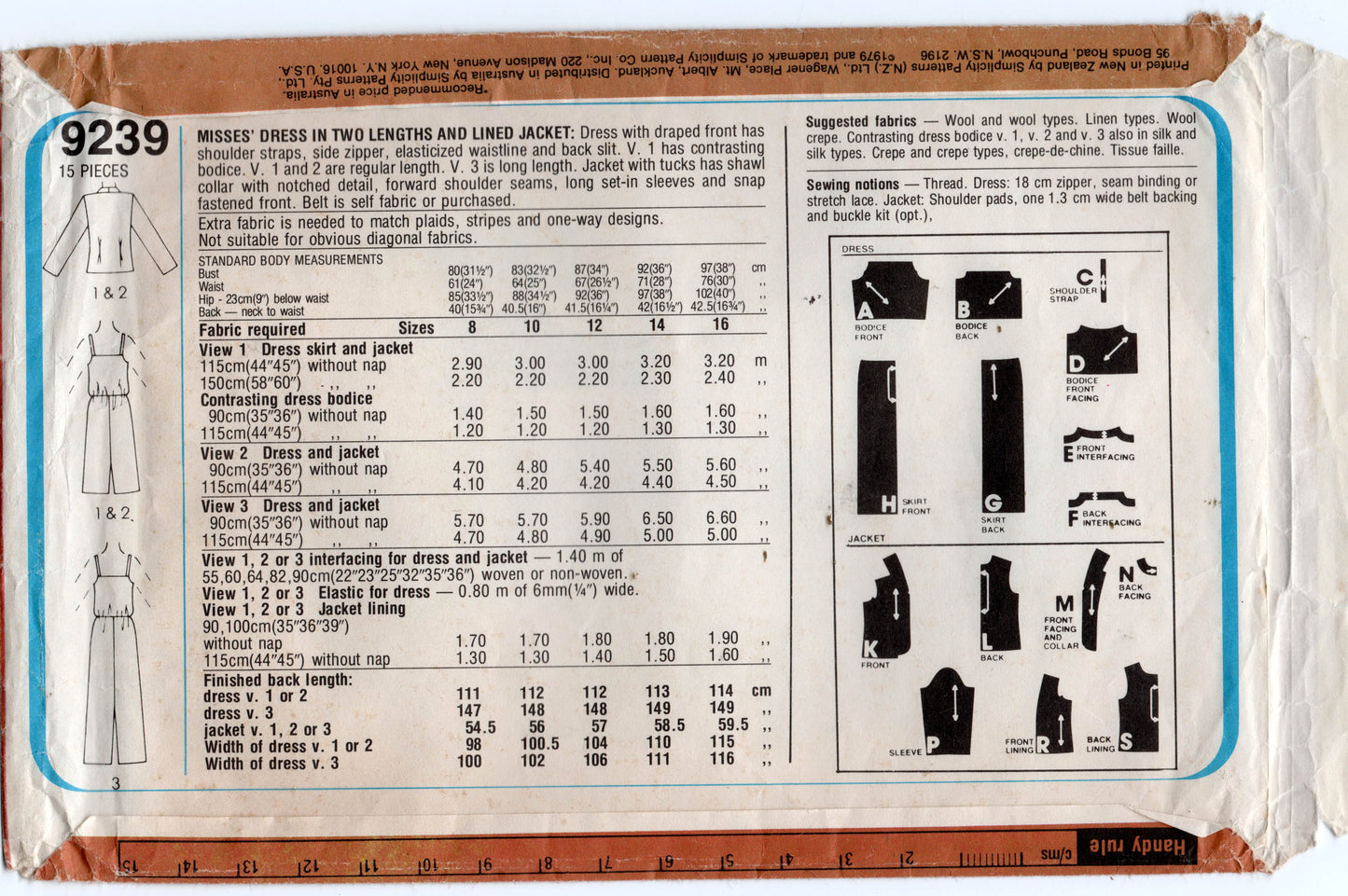 Simplicity 9239 Womens Blouson Disco Dress & Jacket 1970s Vintage Sewing Pattern Size 12 Bust 34 inches