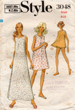 Style 3048 Womens Nightdress in 3 Lengths & Panties 1970s Vintage Sewing Pattern Size Small 8 - 10