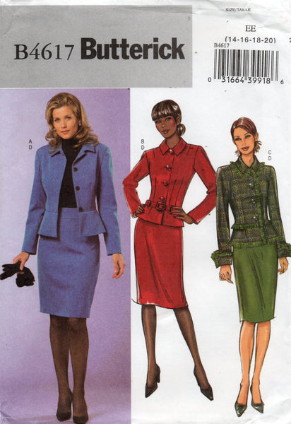Butterick B4617 Womens Peplum Jacket Skirt & Belt Out Of Print Sewing Pattern Size 14 - 20 UNCUT Factory Folded