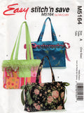 McCall's 5164 EASY Womens Tote Bags Out Of Print Sewing Pattern UNCUT Factory Folded
