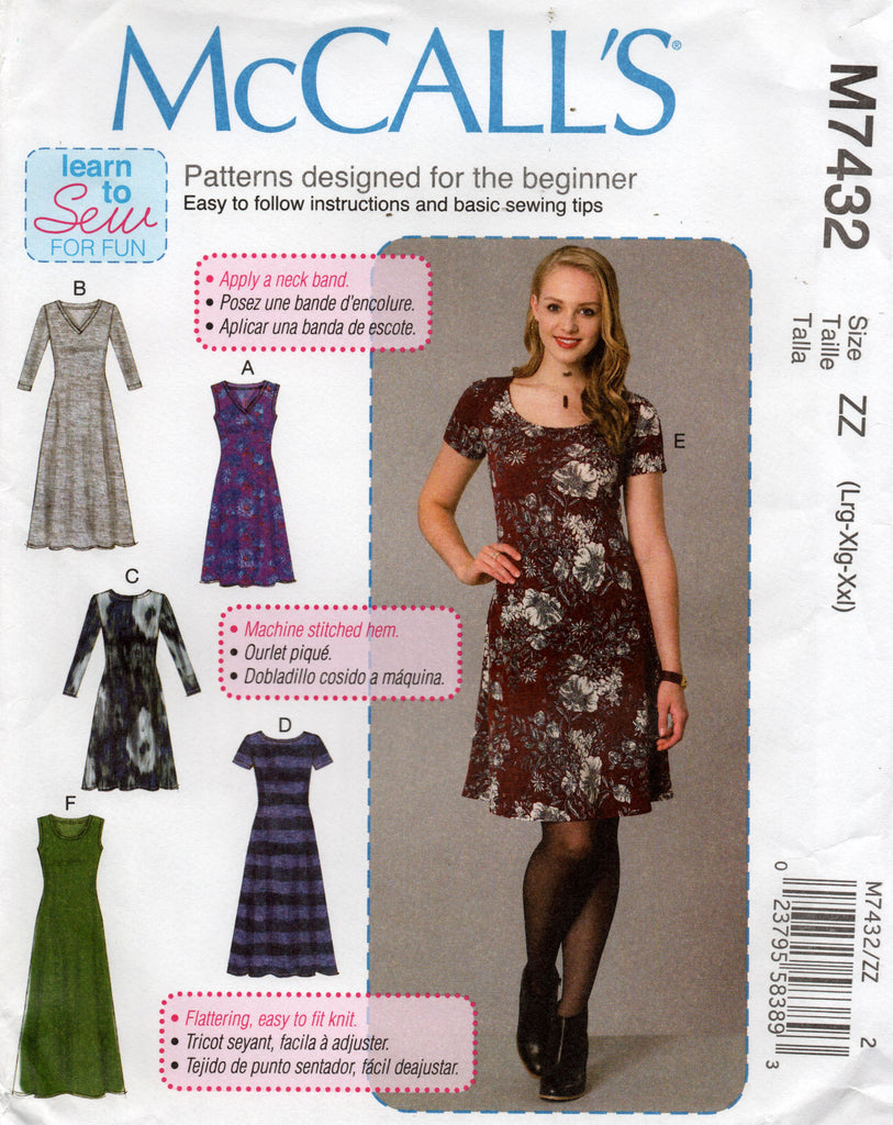 Uncut Mccalls Sewing Pattern 11044 8215 Fit & FLARED DRESSES