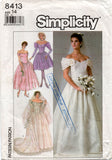 Simplicity 8413 Womens Off The Shoulder Wedding Bridesmaids Dress 1980s Vintage Sewing Pattern Size 12 or 14