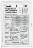 Burda 2461 Boys "Mozart" or "Prince Charming" Costume Out Of Print Sewing Pattern Size 6 - 12 UNCUT Factory Folded