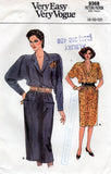 Very Easy Vogue 9368 Womens Dolman Sleeve Shirtdress 1980s Vintage Sewing Pattern Size 8 & 10