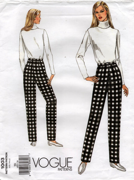 Vogue 1003 Womens Pants Fitting Shell Out Of Print Sewing Pattern Size 20 UNCUT Factory Folded