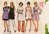 Simplicity 9851 Womens Retro Maternity Mini Dress Smock & Pants 1970s Vintage Sewing Pattern Size 12 Bust 34 inches