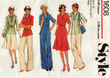 Style 1608 Womens Caftan-Top Skirt & Wide Leg Pants 1970s Vintage Sewing Pattern Size 12 Bust 34 inches
