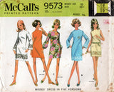 McCall's 9573 Womens Easy Shift Dresses in 5 Styles 1970s Vintage Sewing Pattern Size 10