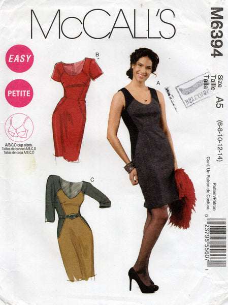 McCall's M6394 Womens Lined Panelled Color Block Sheath Dress Out Of Print Sewing Pattern Sizes 6 - 14 UNCUT Factory Folded