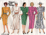 Vogue Basic Design 1796 Womens Big Sleeved Dress with Pockets 1980s Vintage Sewing Pattern Size 12 Bust 34 inches