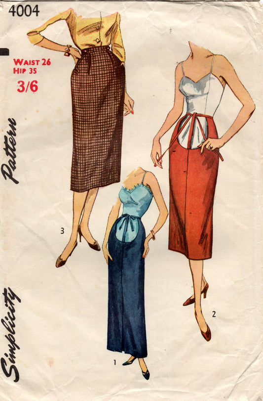 Patrón de costura vintage de los años 50 para faldas de maternidad para mujer Simplicity 4004, cintura de 26 pulgadas, doblado de fábrica SIN USAR