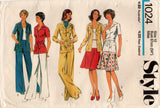 Style 1024 Womens Safari Style Shirt / Jacket Skirt & Pants 1970s Vintage Sewing Pattern Size 10 12 14 16 or 18