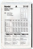 Burda 3118 Womens EASY Stretch T Shirt Dress 1990s Vintage Sewing Pattern Sizes 8 - 18 UNCUT Factory Folded