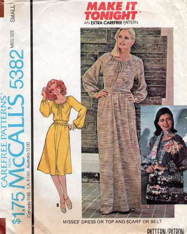 70s Vintage Sewing Pattern bust 31 size 7 DRESS McCall's 3597