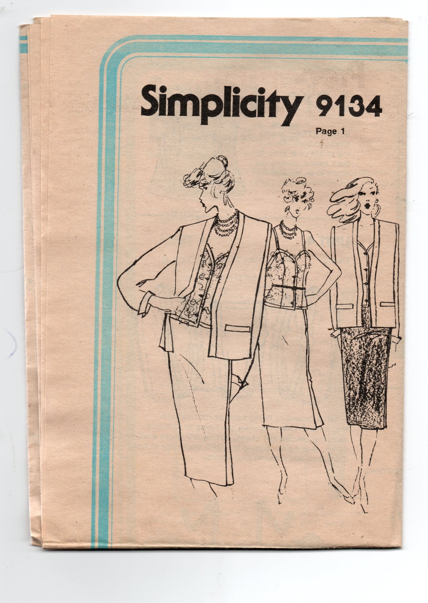 Simplicity 9134 CATHY HARDWICK Womens Skirt Jacket & Camisole 1970s Vintage Sewing Pattern Size 12 Bust 34 inches