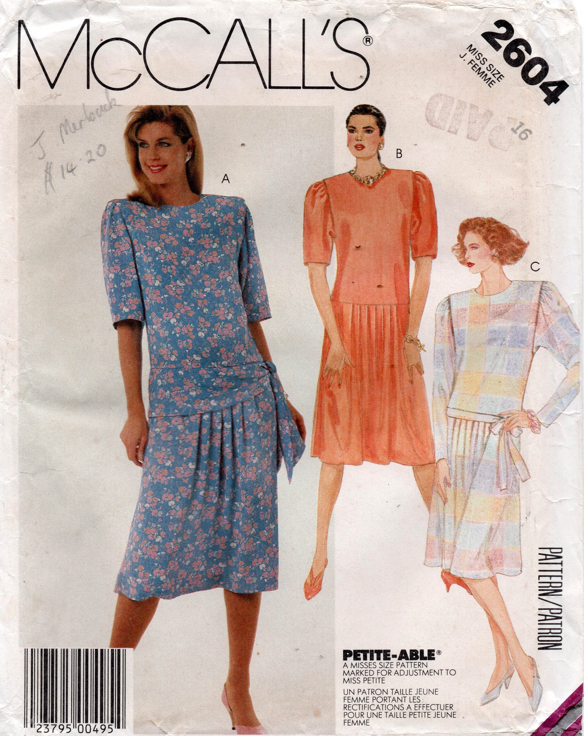 McCall's 2604 vintage sewing pattern