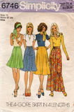 Simplicity 6746 Womens Gored Bias Cut Skirt in 4 Lengths & Tie 1970s Vintage Sewing Pattern Size 12 Waist 26.5 Inches