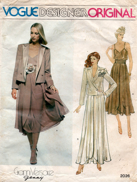 Vogue Designer Original 2026 VERSACE Womens Evening Jacket Camisole Skirt & Cummerbund 1970s Vintage Sewing Pattern Size 10 UNCUT Factory Folded