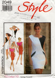 Style 2049 Womens Asymmetric Colour Block Dress with Pocket Flaps 1990s Vintage Sewing Pattern Size 6 - 16 UNCUT Factory Folded