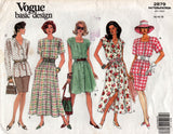 Vogue Basic Design 2879 Womens Dress Top & Skirts with Sleeve & Neckline Variations 1990s Vintage Sewing Pattern Size 14 - 18