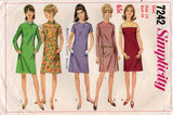 Simplicity 7242 Womens Yoked Shift Dress with Pockets 1960s Vintage Sewing Pattern Size 14 Bust 34 inches