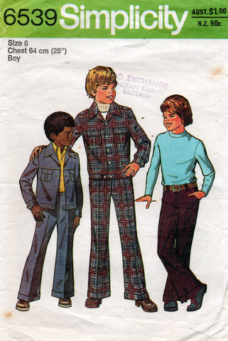 Simplicity 6058 Boys Stretch Body Shirt Jeans & Bell Bottom Pants 1970