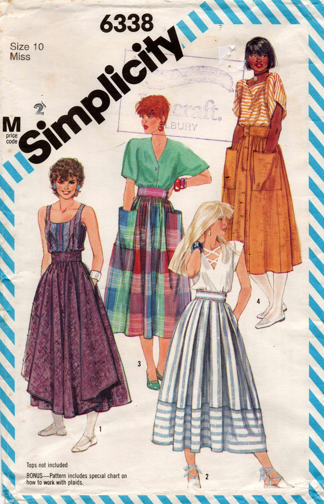 Simplicity 9028 vintage 1980s skirt, pants and shorts sewing