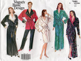 Vogue Basic Design 2580 Womens Wrap Robe with Collar Variations & Optional Hood 1990s Vintage Sewing Pattern Sizes XS - M UNCUT Factory Folded