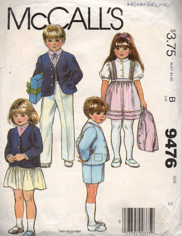 McCall's 9476 boys girls 80s separates