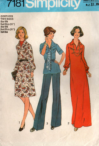 simplicity 7181 70s dress top and scarf