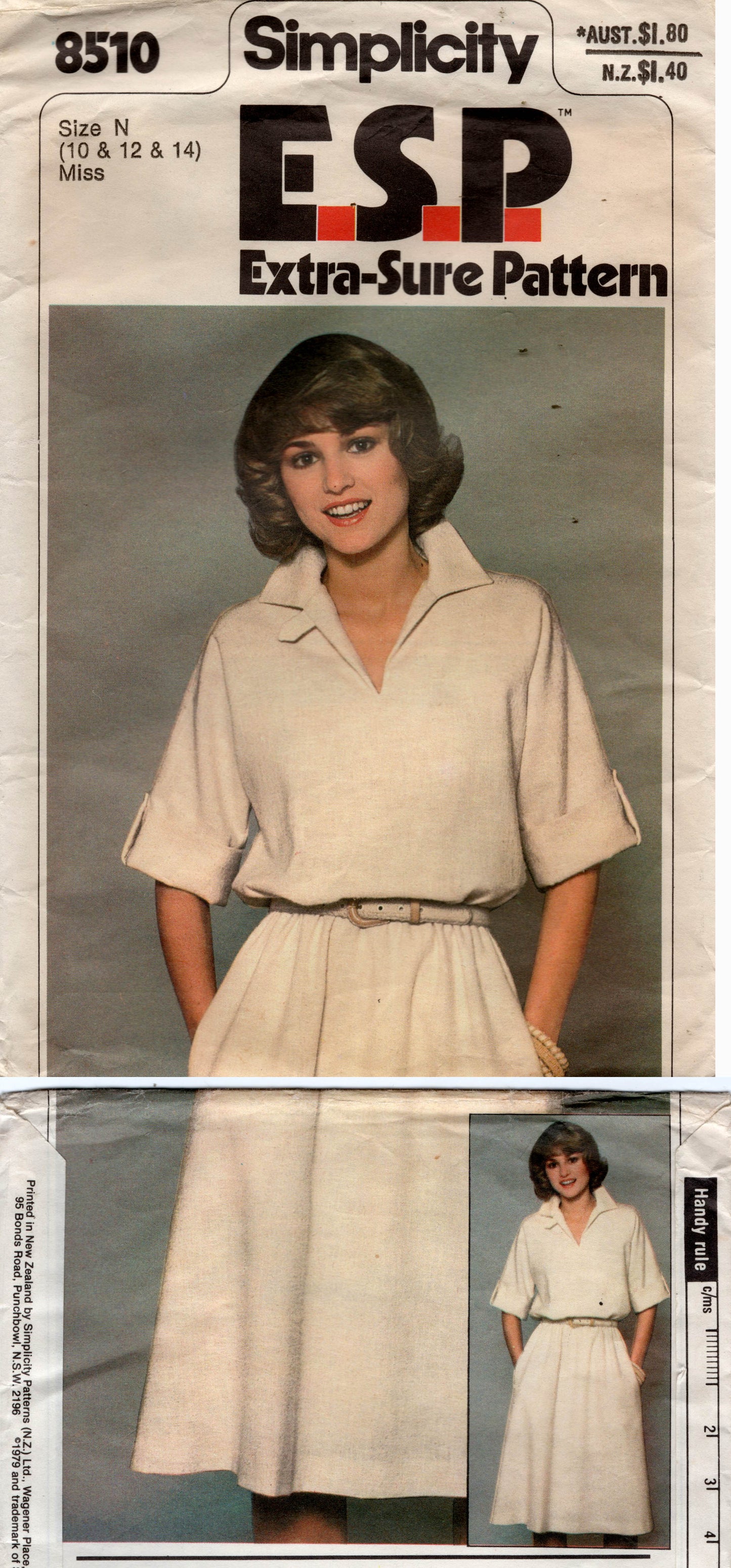 Simplicity 8510 Womens EASY Retro Pullover Shirtdress 1970s Vintage Sewing Pattern Size 10 - 14 UNCUT Factory Folded