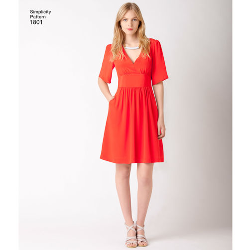 Simplicity 1801 CYNTHIA ROWLEY Womens Dress or Tunic with Midriff Panel & Flutter Sleeves Out Of Print Sewing Pattern Size 6 - 14 UNCUT Factory Folded